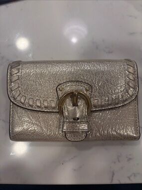 Coach Metallic gold Leather Buckle Wallet